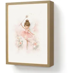 NACHTTISCHLAMPE MIT AKKU Ballerina - Fee - Blumen - Rosa 30x40 cm