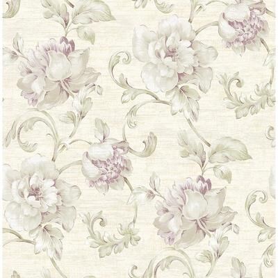 Seabrook Designs Seabrook Design Rhea Floral Scroll Unpasted Wallpaper