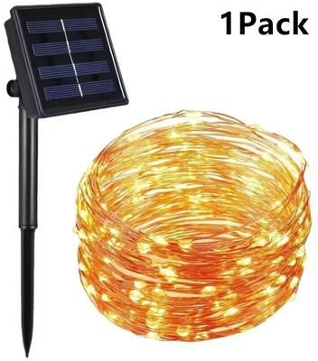 Uplift Treasures Solar LED Fairy String Lights 732 M Waterproof Outdoor Garden Decor warm (1 Pack) 12 M ( 100 Leds)