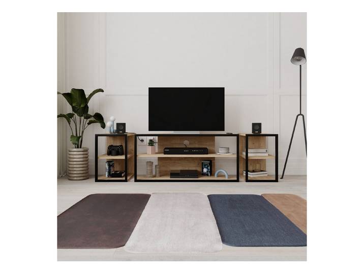 Decortie TV-Ständer ECHO, (bis 50,00 Zoll, Set, 3-tlg., 1 Set 3 Teile, Moderner TV-Ständer SET, 42 x 45 x 160 cm)
