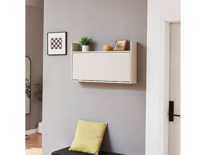 Bureau pliant 'Rautalampi' avec tablette et 2 compartiments 83 x 48 x 15 cm Beige