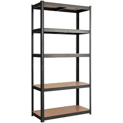 Helloshop26 - 5-stöckiges Aufbewahrungsregal 75 x 30 x 150 cm stabil und robust modernes Design aus schwarzem Metall 20_0012058