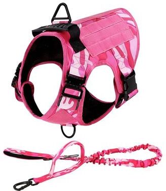 Uplift Essentials Professional Pink Tactical Dog Training Harness And Leash Set harness And Leash xl