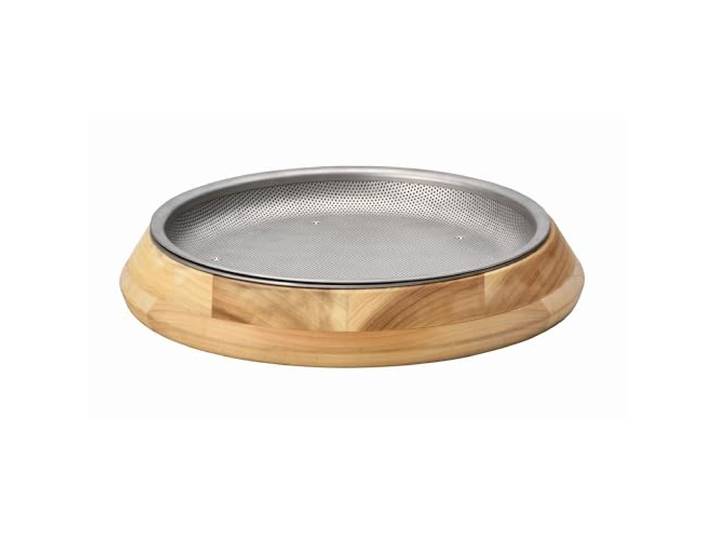 Snow Peak Partyteller, Holz und Edelstahl, 375 mm, ineinander stapelbare Servierteller mit tiefem Holzteller, Netz und massiver Stahlschale, für Camping und Mahlzeiten im Freien