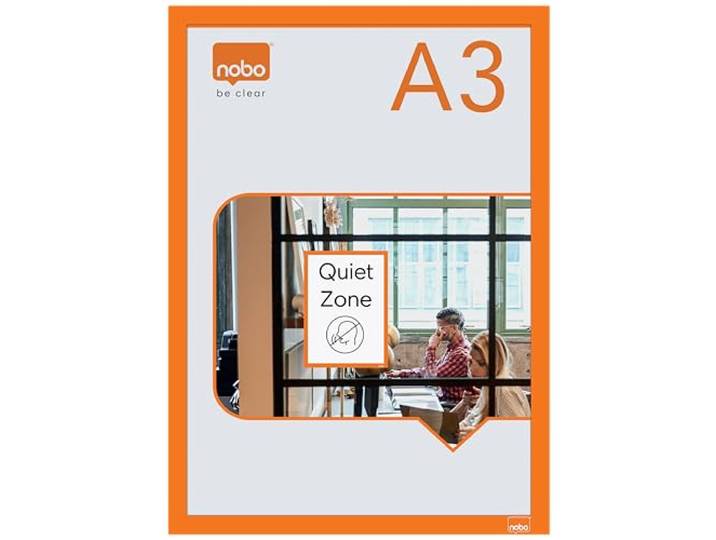 Nobo – Porte-Affiche A3 Mural\, avec Cadre d’affichage Clipsable Anodisé\, Remplacement des affiches facile et rapide\, Autocollant\, Cadre Orange\, Lot de 2\, 1915698