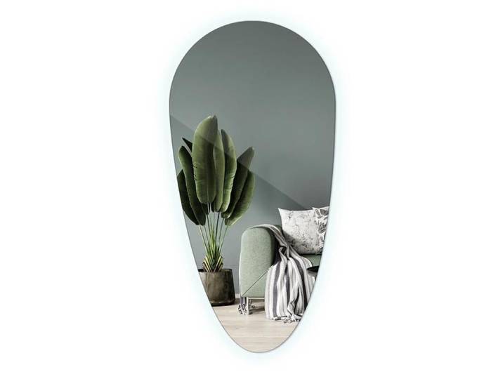 Miroir LED asymétrique en forme de larme pour salle de bain 35 x 70 cm lumière froide