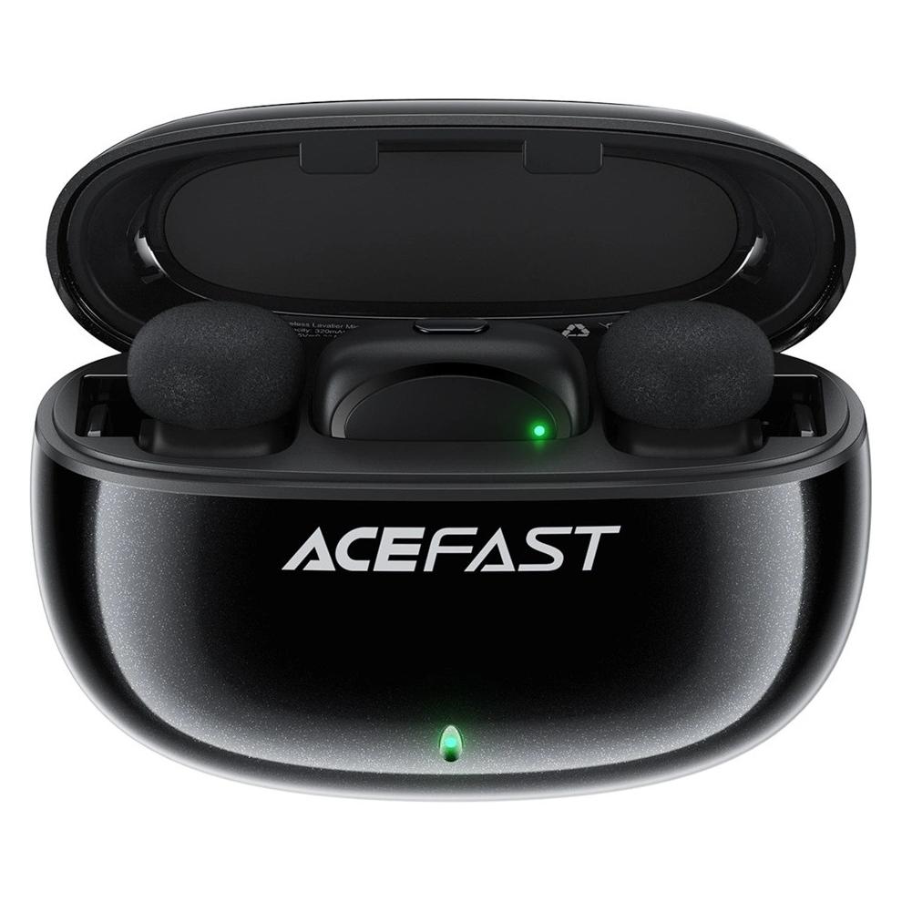Acefast Mikrofony krawatowe R2 bezprzewodowe - czarne (6974316284901)