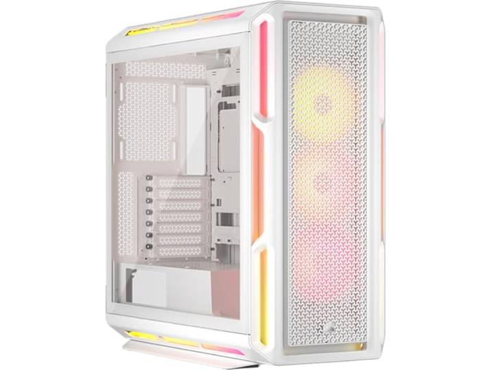 CORSAIR iCUE LINK 5000T LX RGB Mid–Tower ATX PC–behuizing – 3x Voorgeïnstalleerde LX120 RGB Ventilatoren, Geïntegreerde Aurora Lichtlijsten, iCUE LINK Systeemhub Inbegrepen – Wit