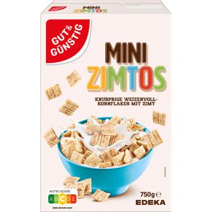 Gut&Günstig Cornflakes Mini Zimtos, 750 g, laktosefrei & vegan, aus Getreide mit 37% Vollkornanteil
