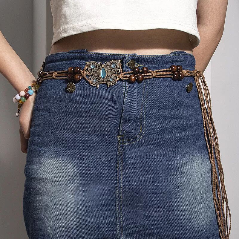 INF Ceinture bohème en macramé - Corde de taille naturelle et chic model 1