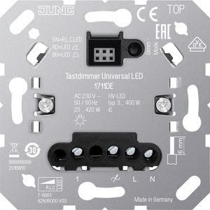 Jung Dimmer 1711 DE Universal LED, Unterputz, für LED-, Halogen- und Glühlampen, Tastdimmer