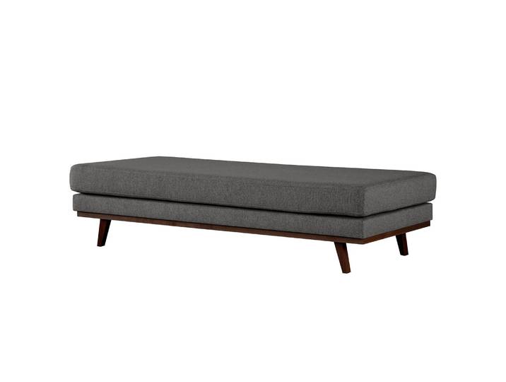 Hockerbank 180 x 43 x 81cm Schwarz/Dunkelgrau Buche Dunkel Webstoff Lark: Dunkelgrau