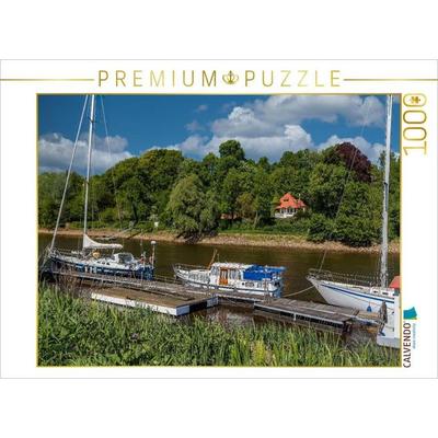 CALVENDO Puzzle Sportboote am Lesumufer in St. Magnus | 1000 Teile Lege-Größe 64x48cm Foto-Puzzle für glückliche Stunden