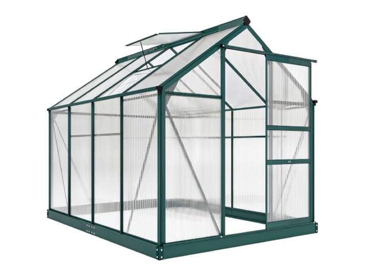 Outsunny Gewächshaus Aluminium mit Dachfenster 190x252x201cm Grün