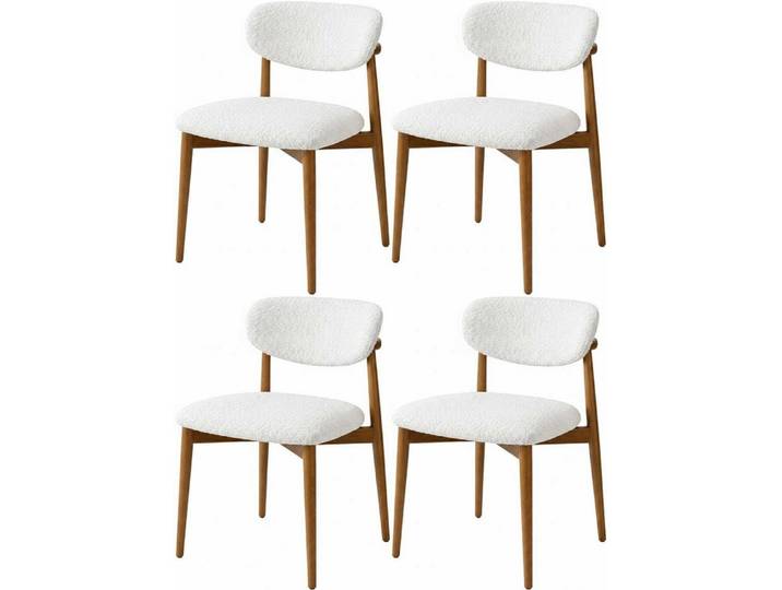 JVmoebel Esszimmerstuhl 4x Stuhl modern braun weiß Holz Stoff minimalistisch
