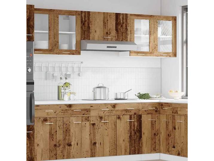 Remise Armoire de rangement suspendue Pour cuisine - Meuble haut/ Armoire verre suspendue  Lyon  vieux bois 80 x 31 x 60cm