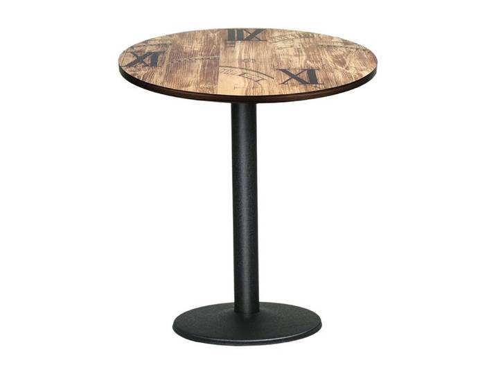 Table de salle à manger QUIIENCLEE 70*70*72cm pieds en métal table ronde de style industriel impression numérique couleur bois
