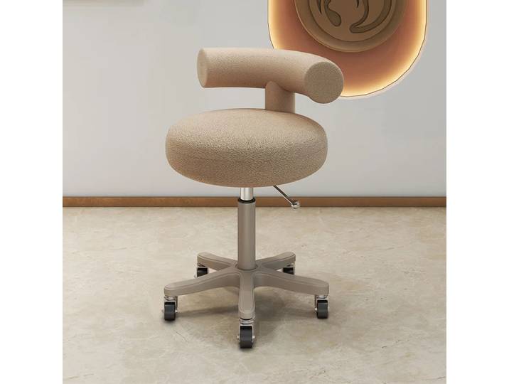 Chaise de Salon Professionnelle Pivotante avec Roulettes et Dossier pour Coiffeur, Esthéticienne et Barbier - Modèle d'Usine