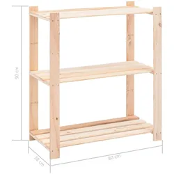 Lagerregal mit 3 Böden Kiefer Massivholz | vidaXL : Größe - 80x38x90 cm