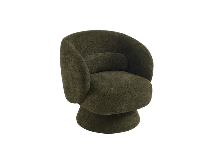Fauteuil pivotant 360° tissu avec coussin kaki