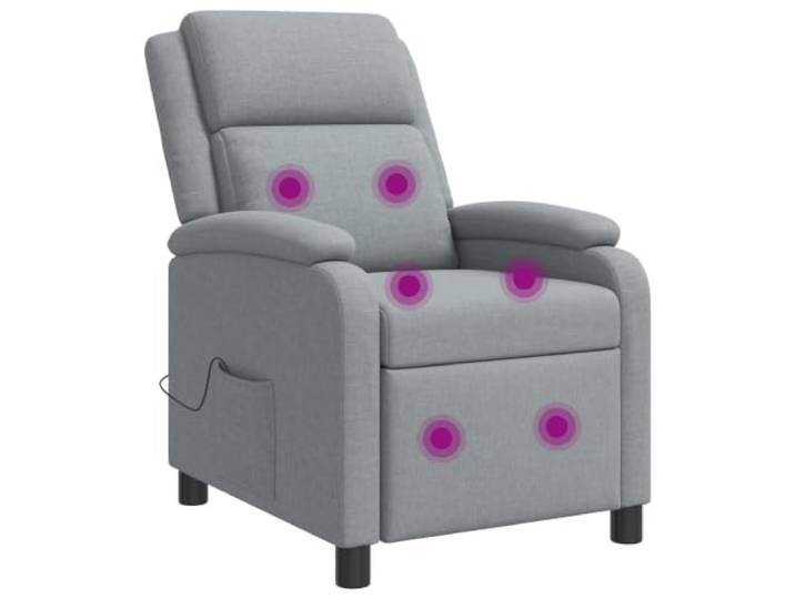 NLQMSU Massagesessel, neigbar, hellgrau, aus Stoff Winkel 115° bis 160°, Rahmen aus Metall und Holz, Schaumstoffkissen, 100 % Polyester, 6 Massagepunkte, Fernbedienung