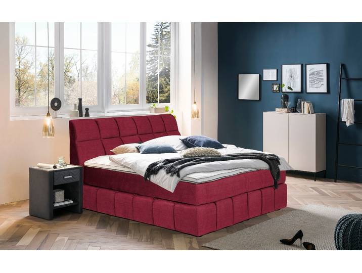 Boxspringbett, Polyester, Coral, 180×200 cm, 7-Zonen-Taschen-Federkernmatratze, Landhaus, Places of Style