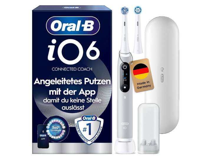 Elektrische Zahnbürste ORAL-B iO 6 , grau (grau opal), ElektrozahnbürstenB:3cm H:25cm T:3cm, Elektrische Zahnbürste, mit Magnet-Technologie, Display, 5 Putzmodi, Reiseetui, B:3cm H:25cm T:3cm