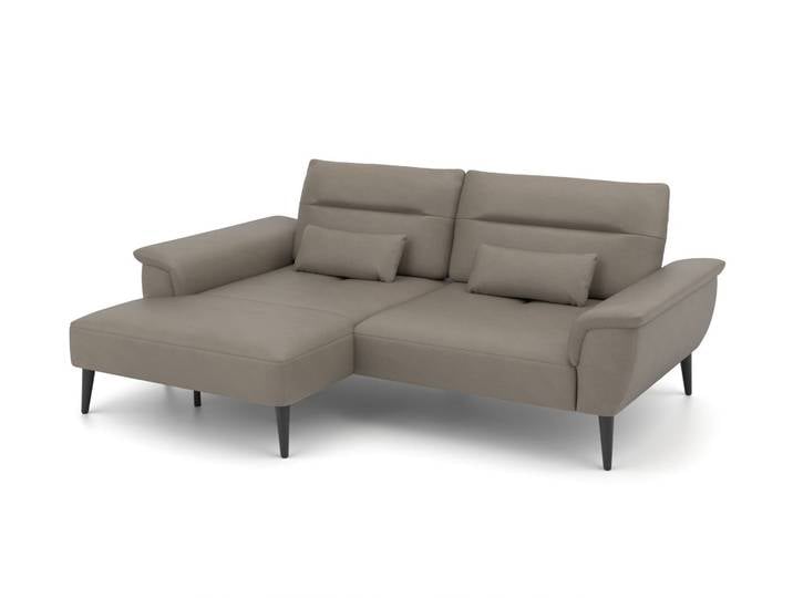 Ecksofa 789 - Beige/Braun (Braungrau) - Geprägter Mikrofaserstoff