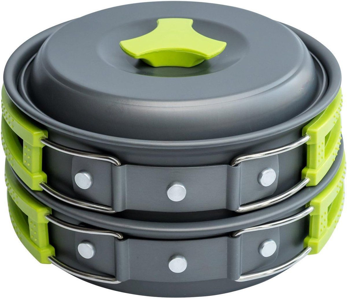 Travelhawk Camping Pannenset - 8-delig - Geanodiseerd aluminium - Lichtgewicht