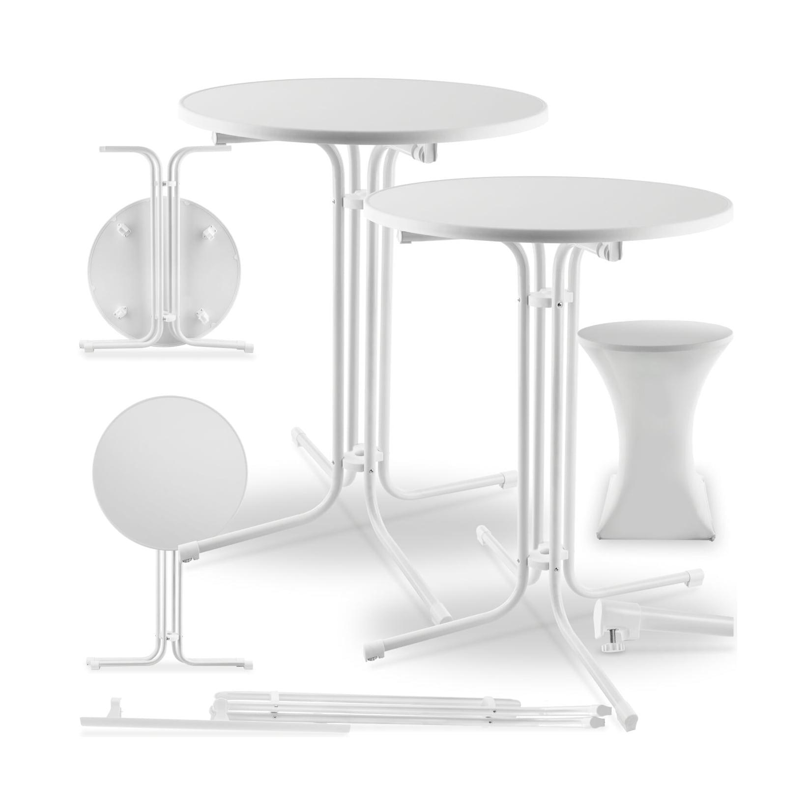 tectake® Stehtisch, rund mit Tischhusse, standfest, bodenschonende Kunststofffüße & Ausgleichsschraube