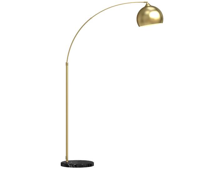 Homcom Stehlampe aus Metall im Goldton, Goldfarben, E27, 30x180x115 cm, Lampen & Leuchten, Innenbeleuchtung, Stehlampen