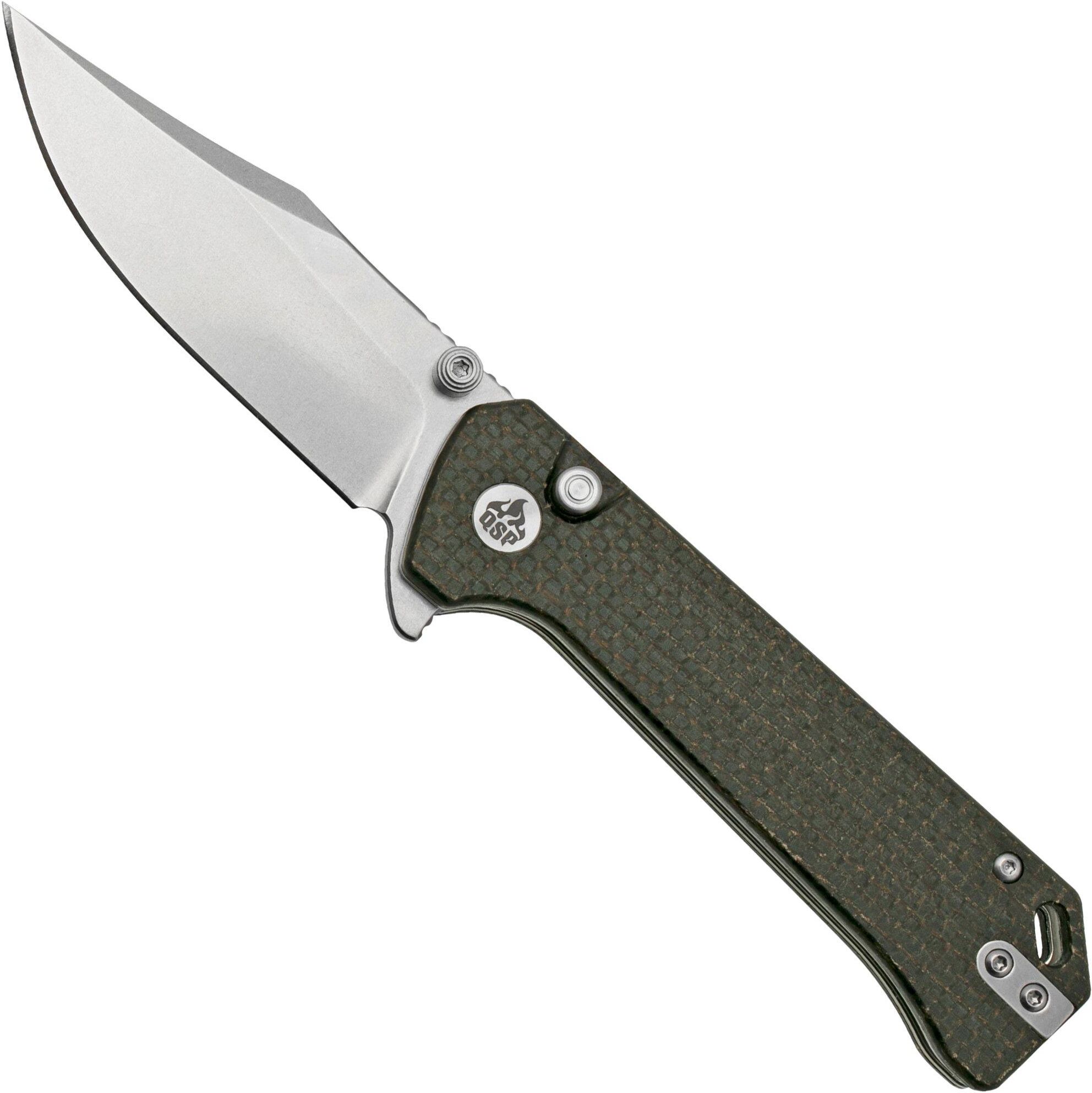 QSP Knife QSP Grebe QS147-A1, 14C28N Clippoint dark brown Micarta, coltello da tasca