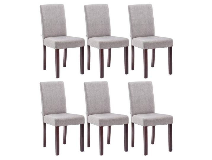 CLP Stuhl 6er Set Stoff Hellgrau, Holz, 41x91x47 cm, Esszimmer, Stuhl