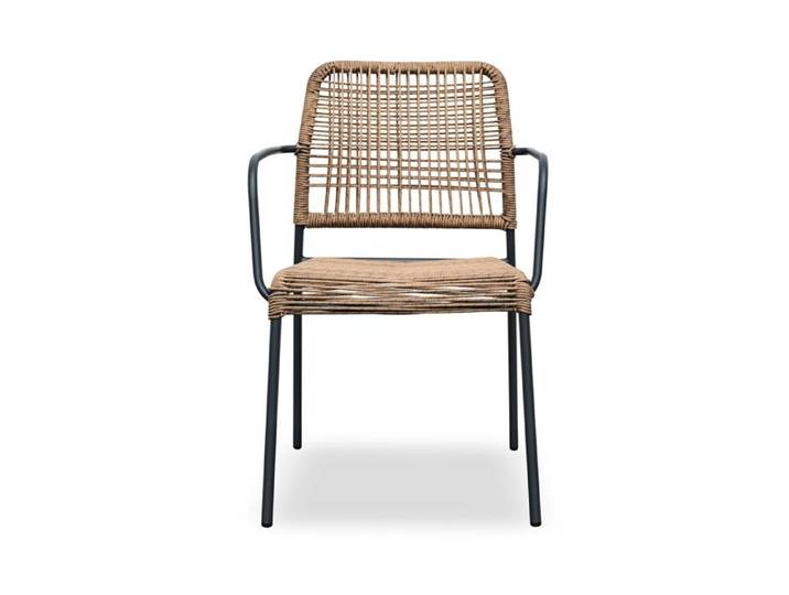 Fauteuil de jardin empilable en corde et acier - Gris anthracite - MARCEAU