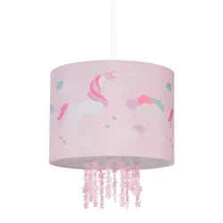 Relaxdays Hängelampe für Kinderzimmer Einhorn Weiß,Lila,Rosa