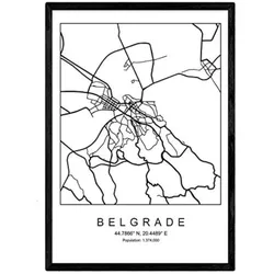 POSTER Belgrad Stadtkarte – Nordisch A3 Rahmenlos