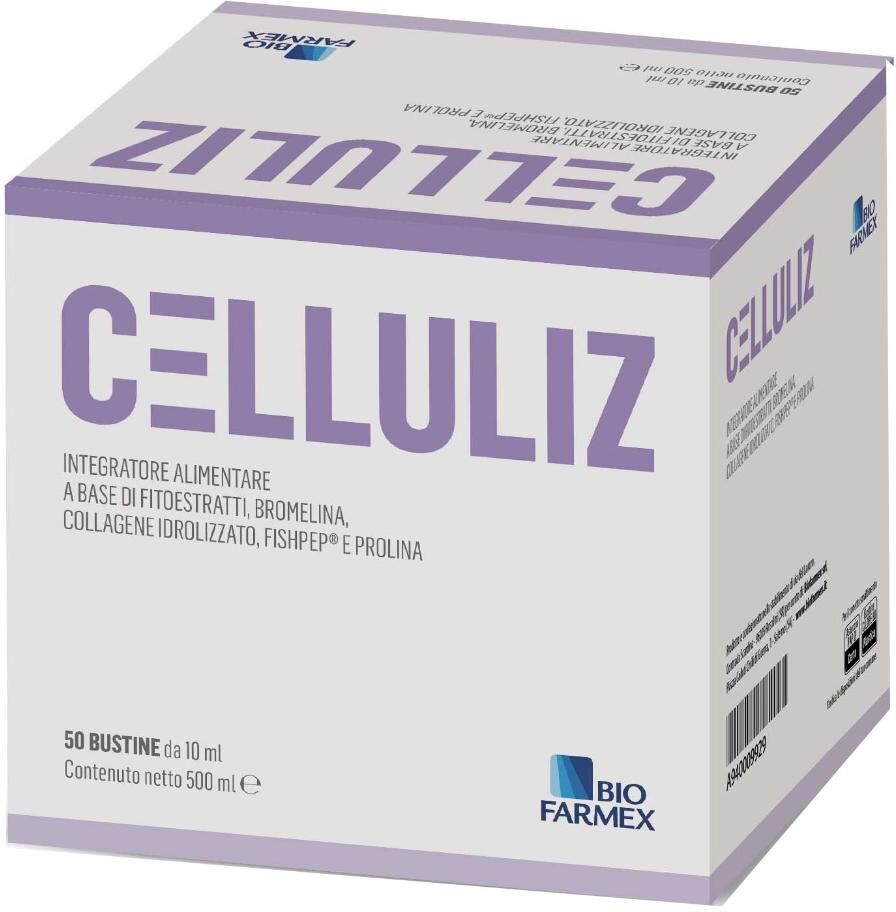 BIOFARMEX Srl CELLULIZ 50 stick 10 ml – integratore drenante per cellulite e ritenzione idrica, 50 pezzi