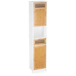 Relaxdays Badschrank hoch Weiß,Hellbraun