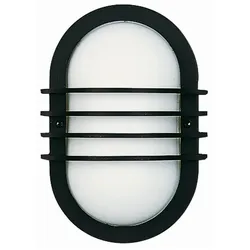Albert Outdoor Wand- und Deckenleuchte Typ Nr. 6046, oval mit Querstreben, IP44, E27 QA55 max. 57W, Alu-Guss / Opalglas, Schwarz matt ALB-666046