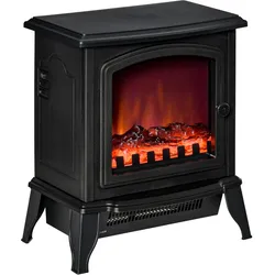 ELEKTROKAMIN, Standkamin mit LED-Flammeneffekt, 2000W Kaminofen, Metall, Schwarz