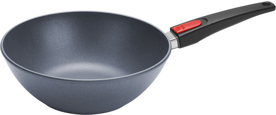 Norbert Woll Woll Diamond Lite gietijzeren wok- en koekenpan met afneembaar handvat, diameter 26 cm, hoogte 9 cm