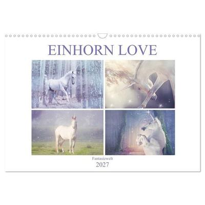 Einhorn Love - Fantasiewelt (Wandkalender 2027 DIN A3 quer), CALVENDO Monatskalender