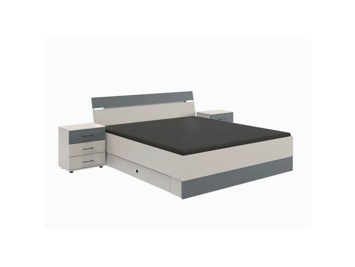 Boxxx Bettanlage, Graphit, Grau, F, kaltweiß, 180x200 cm, Beleuchtung, mit Schubkästen, Schlafzimmer, Betten