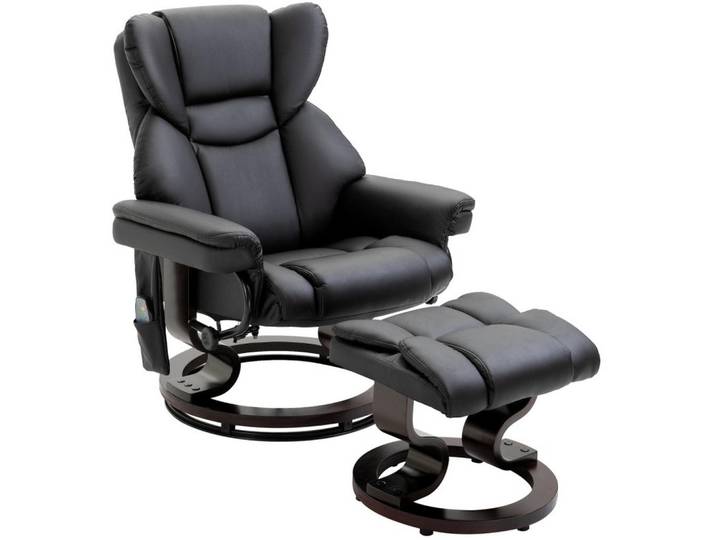 Redom Relaxsessel Bonded Leather mit Massagefunktion, Hocker 79/82/101 cm Schwarz, Kunststoff, 82x101x79 cm, Wohnzimmer, Sessel, Relaxsessel