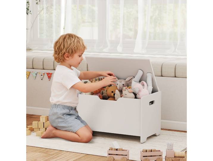 AIYAPLAY Coffre à Jouet Enfant Ours 60x38x48cm Blanc