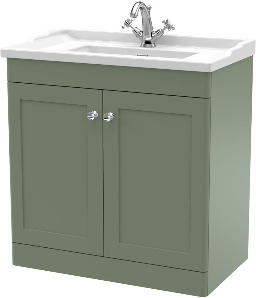 Nuie Classique 800mm Double Bathroom Vanity with Vanity Top Satin Green 820mm W