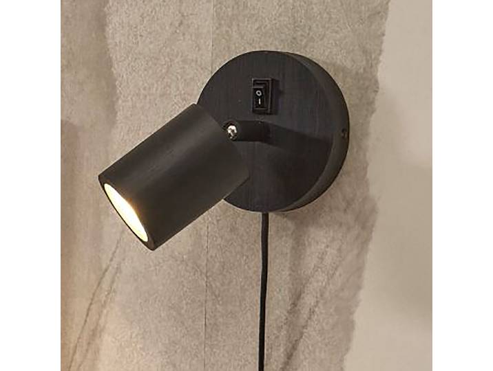 Applique murale Java - Type A Ø 12cm Noir/Noir Bambou GU10