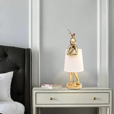 Tischlampe, Hasen-Tischlampen, goldene Hasen-Tischlampe für Schlafzimmer, Hasen-Kinder-Nachttischlampe, Geschenk-Tischlampe, kleines Hasenlicht, 110–240 V