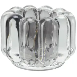 HOME STORY Teelichthalter   , grau , Glas , Maße (cm): H: 6,5  Ø: 8