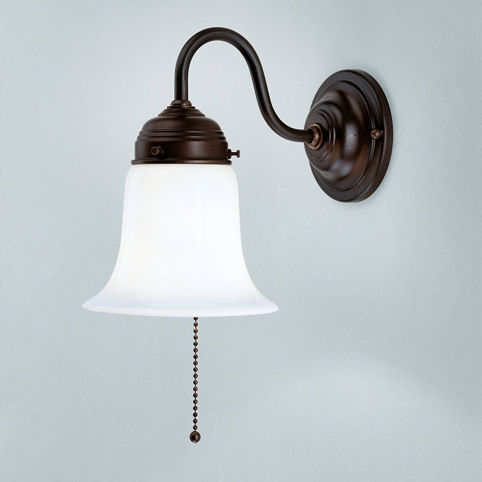 Berliner Messinglampen Wandlamp Sibille, Dimbaar, Bruin/Roest, Messing, Landelijke Dome Wandlamp